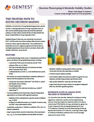 Gentest® Reaction Phenotyping One-sheet | Discovery Life Sciences